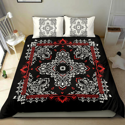 D2 Duvet Set - Black Bandana w White Shams
