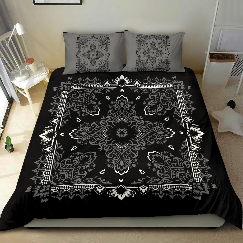 D2 Duvet Set - Black White Gray Bandana w Shams
