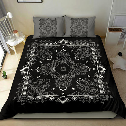 D2 Duvet Set - Black White Gray Bandana w Shams