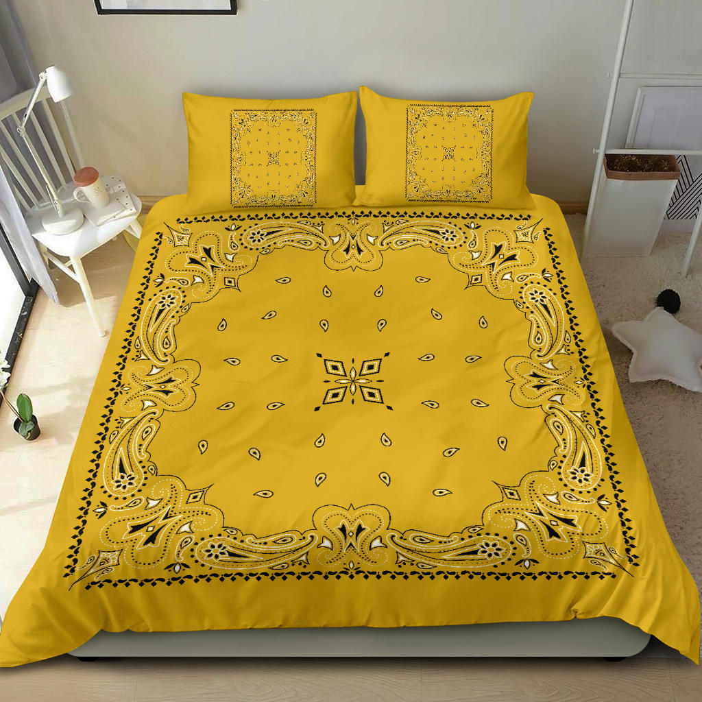 D3 Duvet Cover Set - Gold Traditional Bandana w/shams