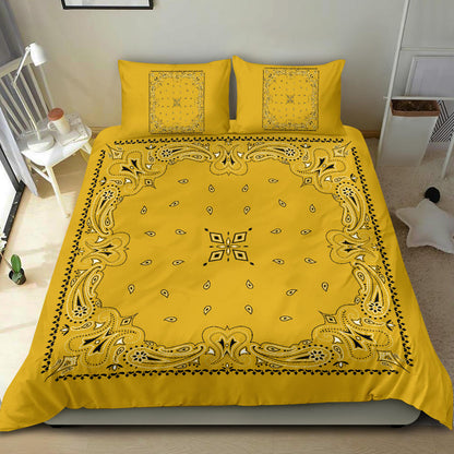 D3 Duvet Cover Set - Gold Traditional Bandana w/shams