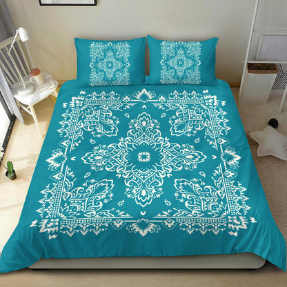 D2 Duvet Cover Set - Teal and White w Shams