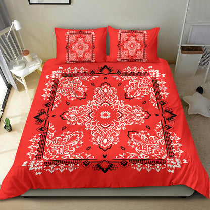 D2 Duvet Cover Set - Red and White w Shams