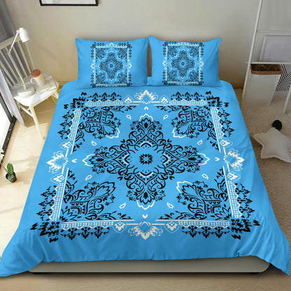 D2 Duvet Set - Lt Blue and White Traditional Bandana w Shams