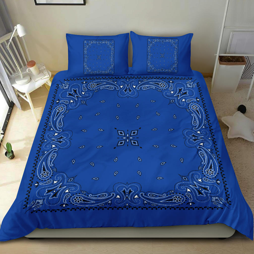 D3 Duvet Cover - Blue Traditional Bandana w Shams