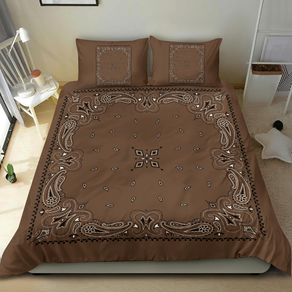 D3 Duvet Set - Brown Traditional Bandana w Shams