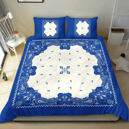 D3 Duvet Set - Blue White Traditional Bandana w Shams