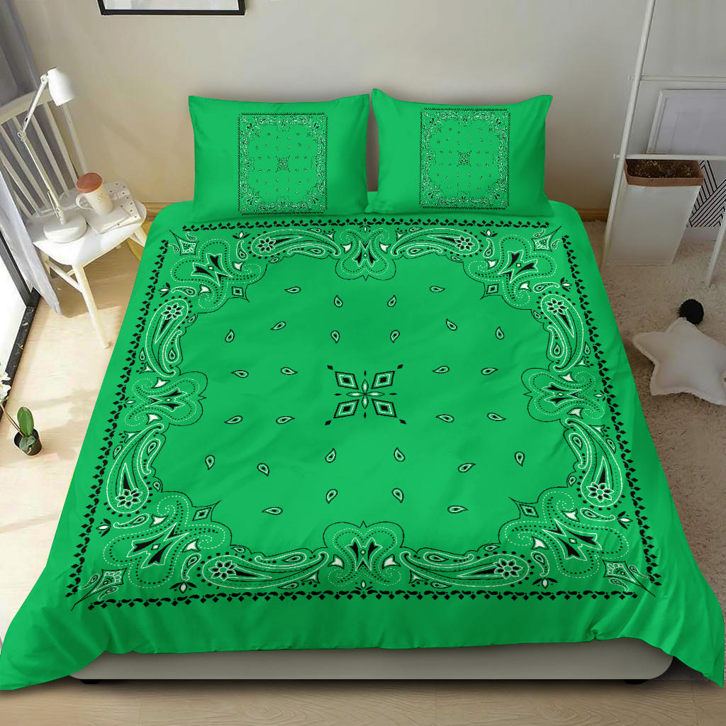 D3 Duvet Set - Traditional Green Bandana w Shams