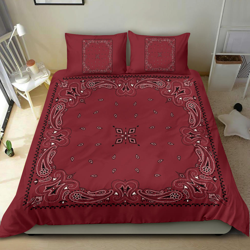 D3 Duvet Set - Traditional Maroon Bandana w Shams