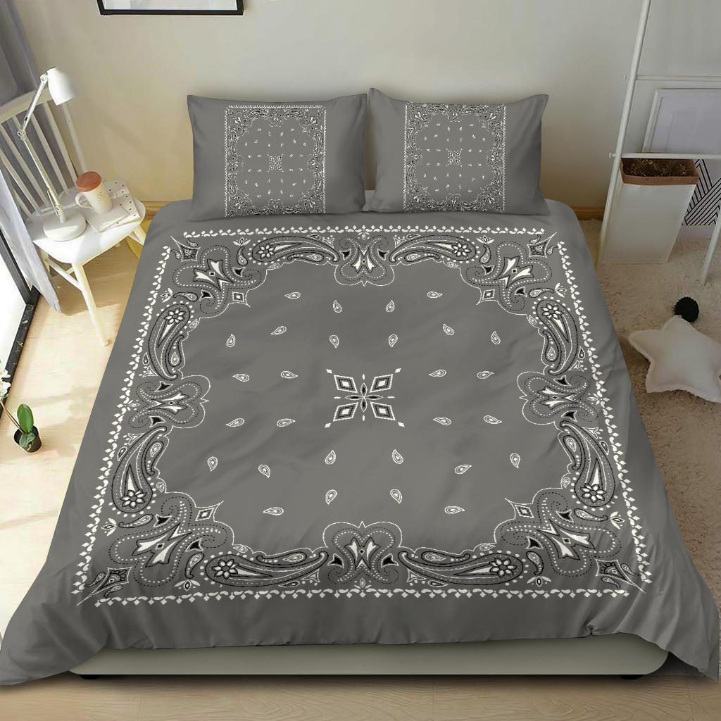 D3 Duvet Set - Traditional Gray Bandana w Shams