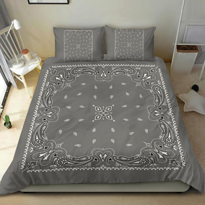 D3 Duvet Set - Traditional Gray Bandana w Shams