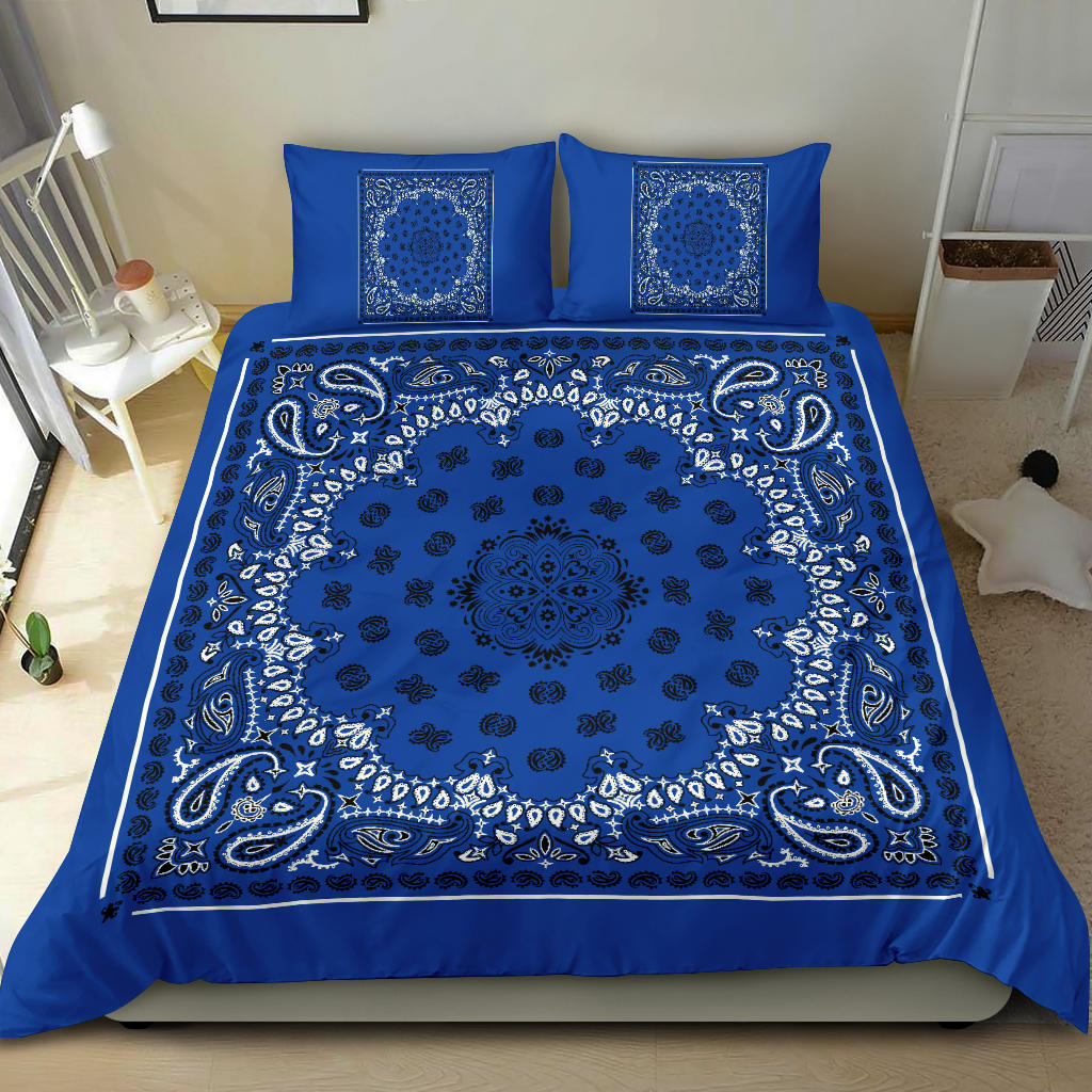 D4 Duvet Set - Blue Traditional Bandana w Shams