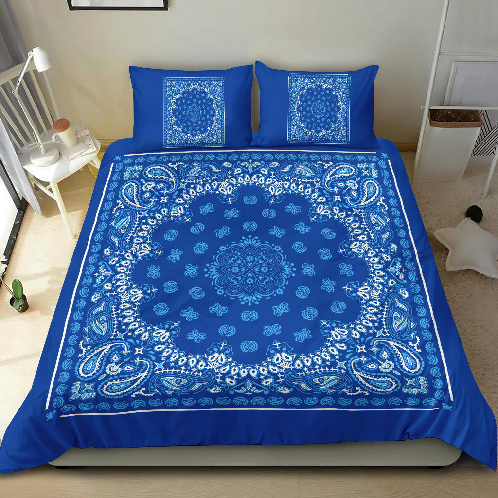 D4 Duvet Set Blue Lt Blue Bandana w Shams