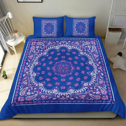 D4 Duvet Set - Blue and Pink Bandana w Shams