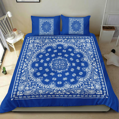 D4 Duvet Set Blue White Traditional Bandana w Shams