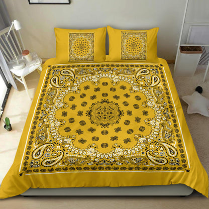 D4 Duvet Cover Set - Traditional Gold Bandana w Shams