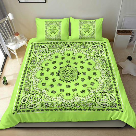 D4 Duvet Cover Set - Traditional Lime Bandana w Shams