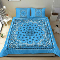 D4 Duvet Cover Set - Traditional Lt Blue Bandana w Shams