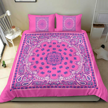 D4 Duvet Cover Set - Pink and Blue Bandana w Shams
