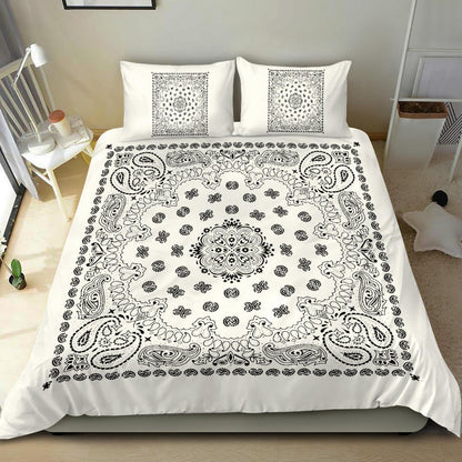 D4 Duvet Cover Set - Traditional White Bandana w Shams