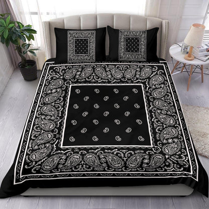 Duvet Cover Set - Black White Bandana