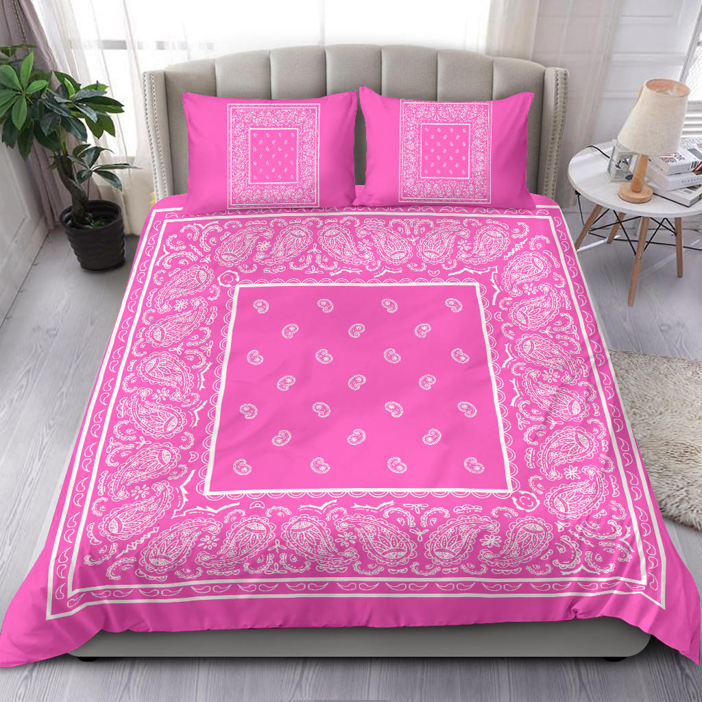 Duvet Cover Set Pink and White Bandana