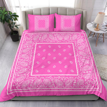 Duvet Cover Set Pink and White Bandana