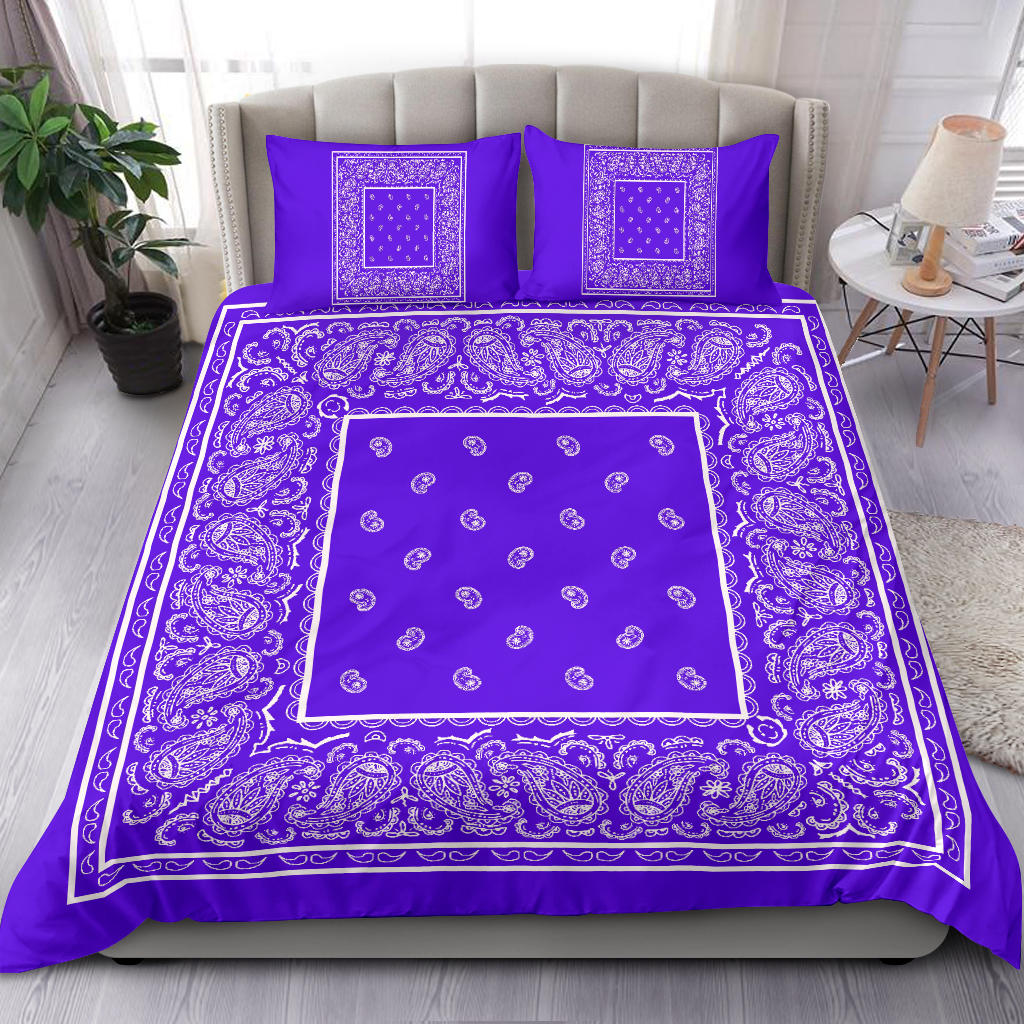 Duvet Cover Set - Violet and White Bandana