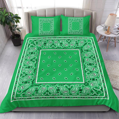 Duvet Cover Set - Green and Black Bandana