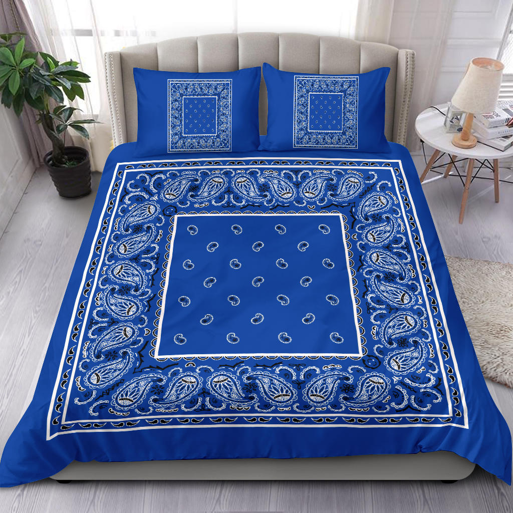 Duvet Cover Set - Blue and Black Bandana