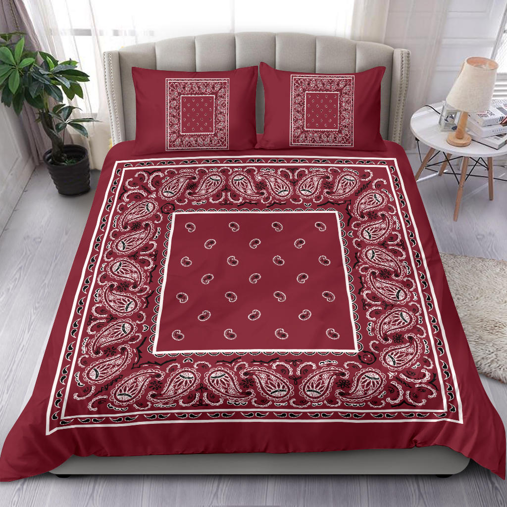 Duvet Cover Set - Traditional Maroon Bandana