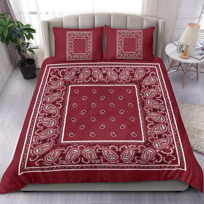 Duvet Cover Set - Traditional Maroon Bandana