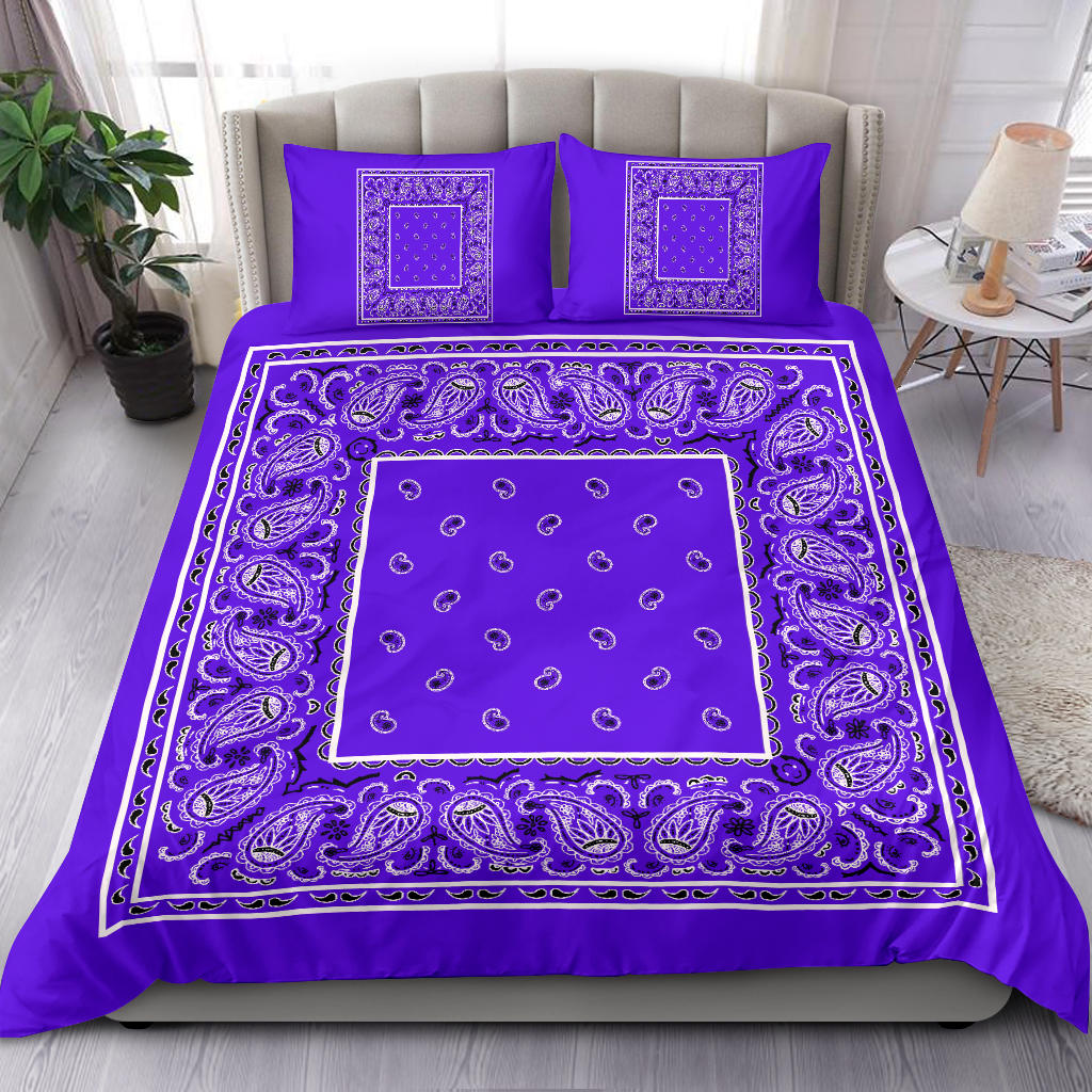 Duvet Cover Set - Violet and Black Bandana