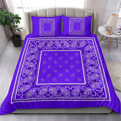Duvet Cover Set - Violet and Black Bandana