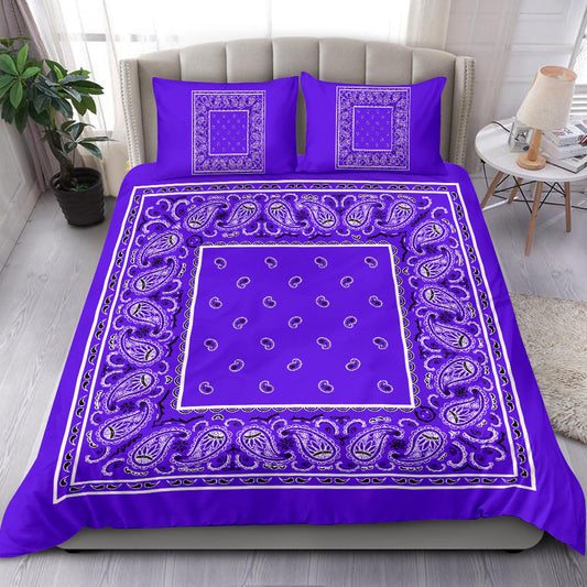 Duvet Cover Set - Violet and Black Bandana
