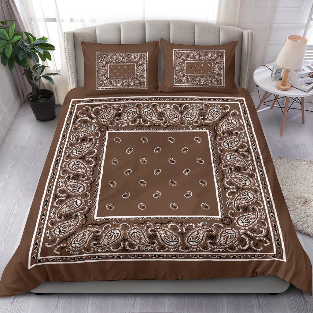 Duvet Set - Coffee Brown Traditional Bandana W Shams