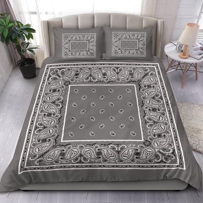 Duvet Set - Gray Traditional Bandana w Shams