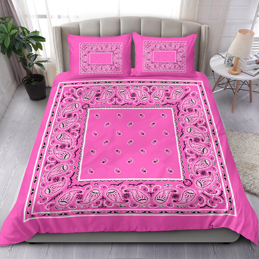 Duvet Set - Pink Traditional Bandana w Shams