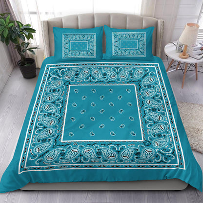 Duvet Set - Teal Traditional Bandana w Shams