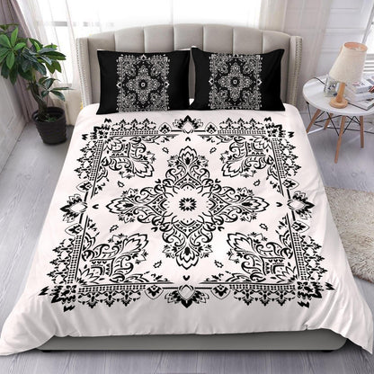 D2 Duvet Set - Black on White Bandana w Inverse Shams
