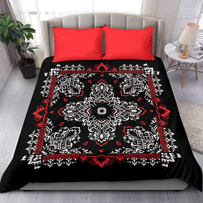 D2 Duvet Set - Black Bandana Red Shams