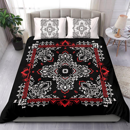 D2 Duvet Set - Black Bandana w White Shams