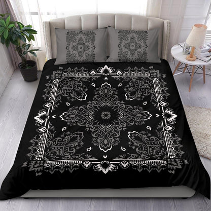 D2 Duvet Set - Black White Gray Bandana w Shams