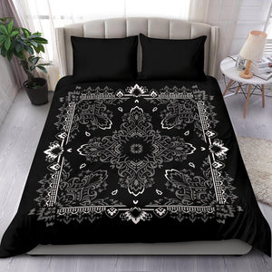 D2 Duvet Set Black and Gray Bandana with Blk Shams