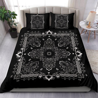 D2 Duvet Set - Black Gray Bandana w Matching Shams