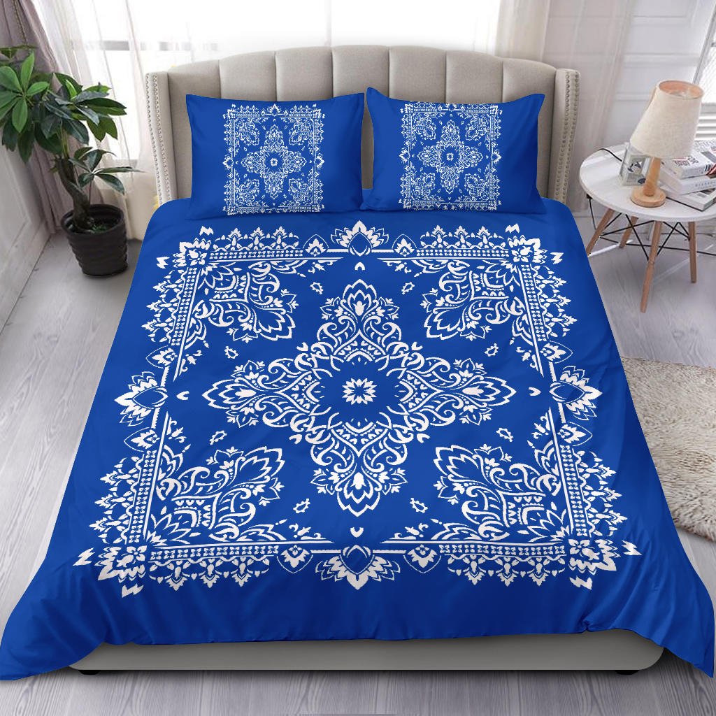 D2 Duvet Cover Set - Blue and White w Shams