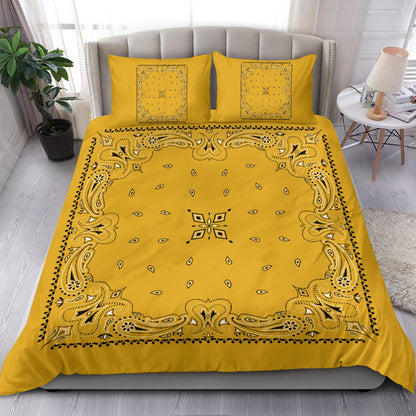 D3 Duvet Cover Set - Gold Traditional Bandana w/shams