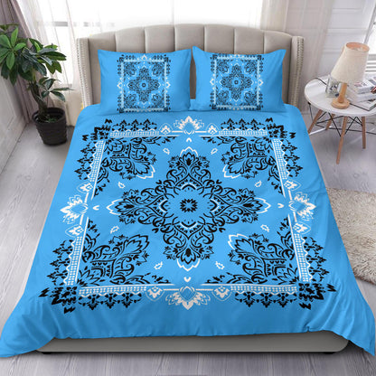 D2 Duvet Set - Lt Blue and White Traditional Bandana w Shams