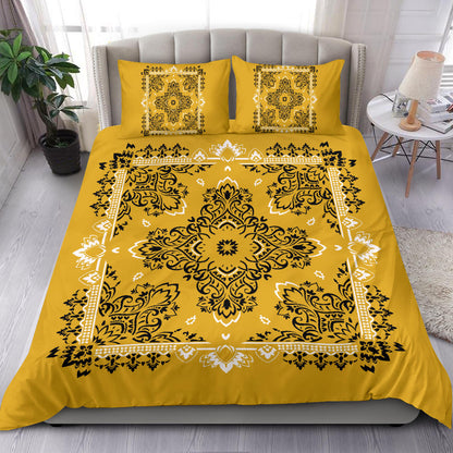 D2 Duvet Cover Set - Gold Traditional Bandana w Shams