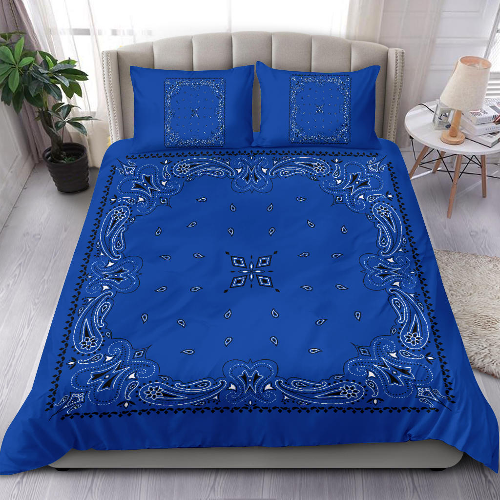 D3 Duvet Cover - Blue Traditional Bandana w Shams